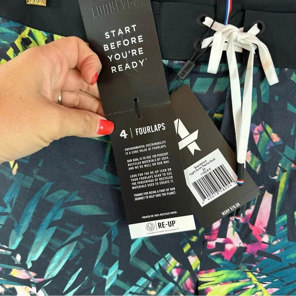 fourlaps board short swimwear night swim palms multi sz 34 athletic fit unlined - Picture 10 of 13